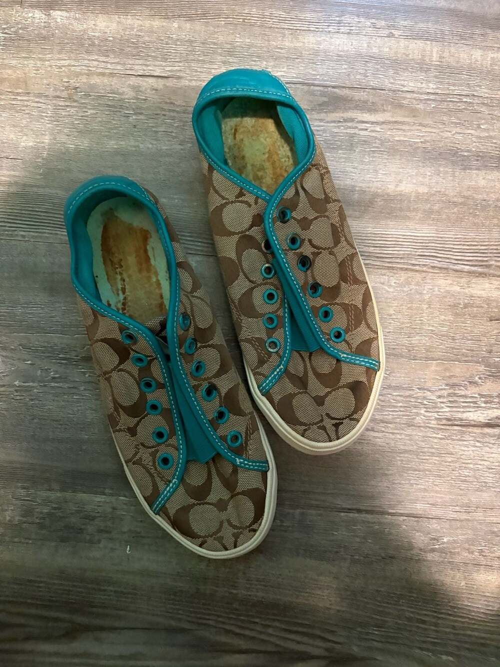 Coach Signature C Low Top Sneakers Brown & Teal